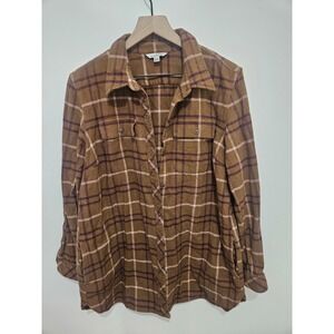 LL Bean Signature Archive Chamois Cloth Shirt XL Brown‎ Plaid Flannel 502361